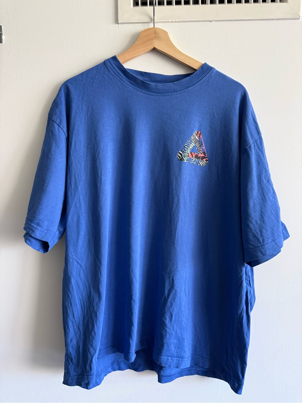 PALACE Royal Blue Short-Sleeve Tee with Small Multicolor Triangle Logo